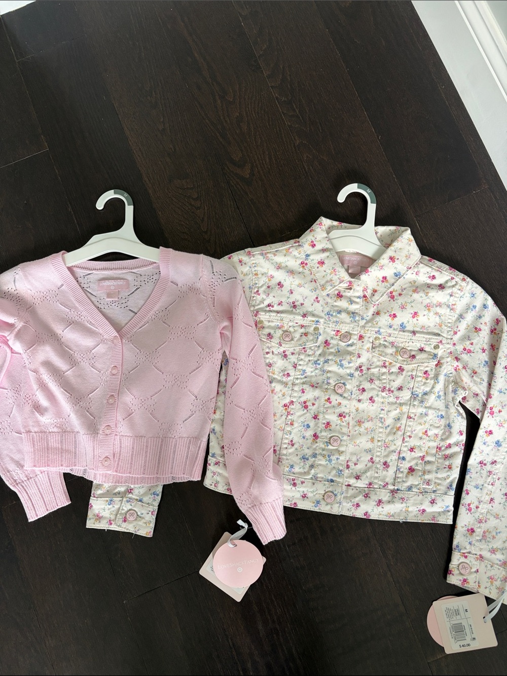 NWT LoveShackFancy x target bundle: Bow Cardigan & Floral Denim Jacket M